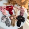 Women Silk Large Butterfly Gloves Rhinestone Buckle Split Finger Gloves Winter Padded Thickening Cycling Mittens Female (Color : Pink, Size : One Size) view 4