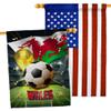 Ornament Collection World Cup Wales American Flag Banner Pack Patio Porch Lawn Garden Room Decorations Outdoor Tapestry Yard Signs Art FIFA Team Qatar Trophy Soccer Game Football Gifts, Made in USA view 1