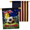 World Cup New Zealand American Flag Banner Pack Patio Lawn Garden Patriotic Outdoor Decorations Indoor Tapestry Wall Art FIFA Team Qatar Trophy Soccer Game signs Football Gifts Made In USA view 1