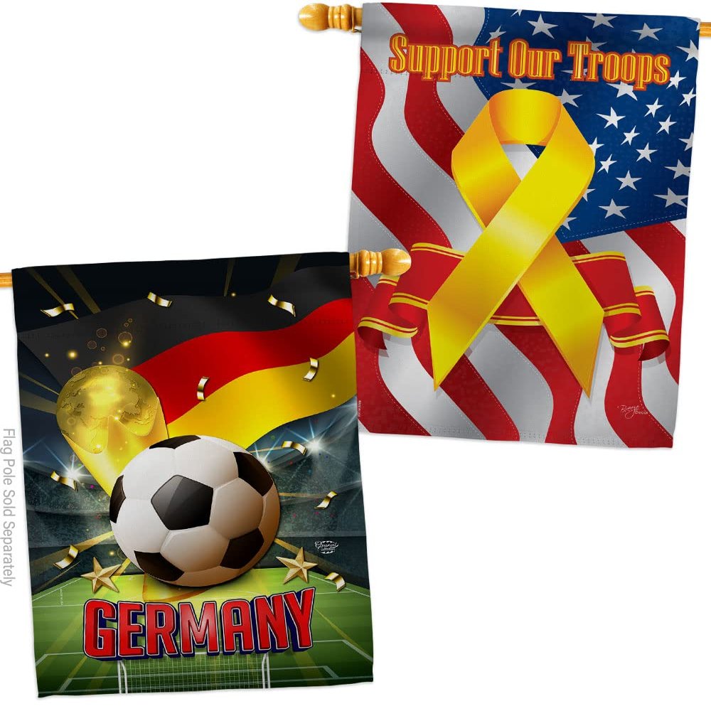 Ornament Collection World Cup Germany Support Our Troops Banner Pack Wall Art Flag Room Decorations Indoor Outdoor Tapestry Yard Signs FIFA Team Qatar Trophy Soccer Game Football Gifts, Made in USA