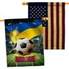 World Cup Ukraine American Flag Banner Pack Patio Lawn Garden Patriotic Outdoor Decorations Indoor Tapestry Wall Art FIFA Team Qatar Trophy Soccer Game signs Football Gifts Made In USA view 1