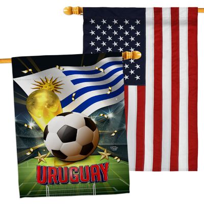 Ornament Collection World Cup Uruguay American Flag Banner Pack Wall Art Patio Porch Lawn Garden Outdoor Decorations Tapestry Yard Signs FIFA Team Qatar Trophy Soccer Game Football Gifts, Made in USA
