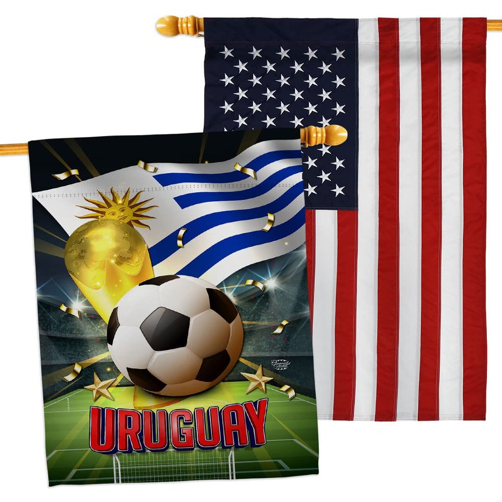 Ornament Collection World Cup Uruguay American Flag Banner Pack Wall Art Patio Porch Lawn Garden Outdoor Decorations Tapestry Yard Signs FIFA Team Qatar Trophy Soccer Game Football Gifts, Made in USA