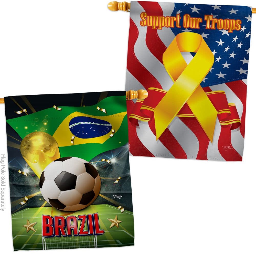 Ornament Collection World Cup Brazil Support Our Troops Banner Pack Wall Art Flag Room Decorations Indoor Outdoor Tapestry Yard Signs FIFA Team Qatar Trophy Soccer Game Football Gifts, Made in USA
