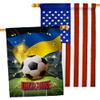 Ornament Collection World Cup Ukraine American Flag Banner Pack Patio Porch Lawn Garden Room Decorations Outdoor Tapestry Yard Signs Art FIFA Team Qatar Trophy Soccer Game Football Gifts, Made in USA view 1