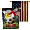 World Cup England American Flag Banner Pack Patio Lawn Garden Patriotic Outdoor Decorations Indoor Tapestry Wall Art FIFA Team Qatar Trophy Soccer Game signs Football Gifts Made In USA view 1