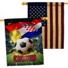 World Cup Croatia American Flag Banner Pack Patio Lawn Garden Patriotic Outdoor Decorations Indoor Tapestry Wall Art FIFA Team Qatar Trophy Soccer Game signs Football Gifts Made In USA view 1