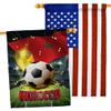 Ornament Collection World Cup Morocco American Flag Banner Pack Patio Porch Lawn Garden Room Decorations Outdoor Tapestry Yard Signs Art FIFA Team Qatar Trophy Soccer Game Football Gifts, Made in USA view 1