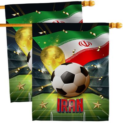 Ornament Collection World Cup Iran Wall 2 Pcs Banner Flag Patio Lawn Garden Room Decorations Outdoor Tapestry Yard Signs Art FIFA Team Qatar Trophy Soccer Game Football Gifts, Made in USA