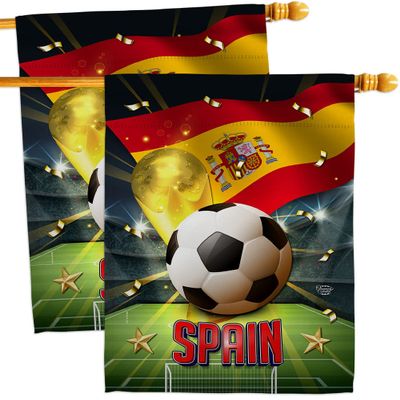 Ornament Collection World Cup Spain Wall 2 Pcs Banner Flag Patio Lawn Garden Room Decorations Outdoor Tapestry Yard Signs Art FIFA Team Qatar Trophy Soccer Game Football Gifts, Made in USA