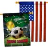 World Cup Saudi Arabia American Flag Banner Pack Patio Porch Lawn Garden Room Decorations Outdoor Tapestry Yard Signs Art FIFA Team Qatar Trophy Soccer Game Football Gifts Made in USA view 1