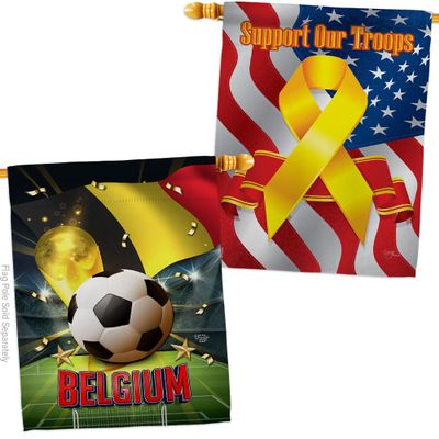 Ornament Collection World Cup Belgium Support Our Troops Banner Pack Wall Art Flag Room Decorations Indoor Outdoor Tapestry Yard Signs FIFA Team Qatar Trophy Soccer Game Football Gifts, Made in USA