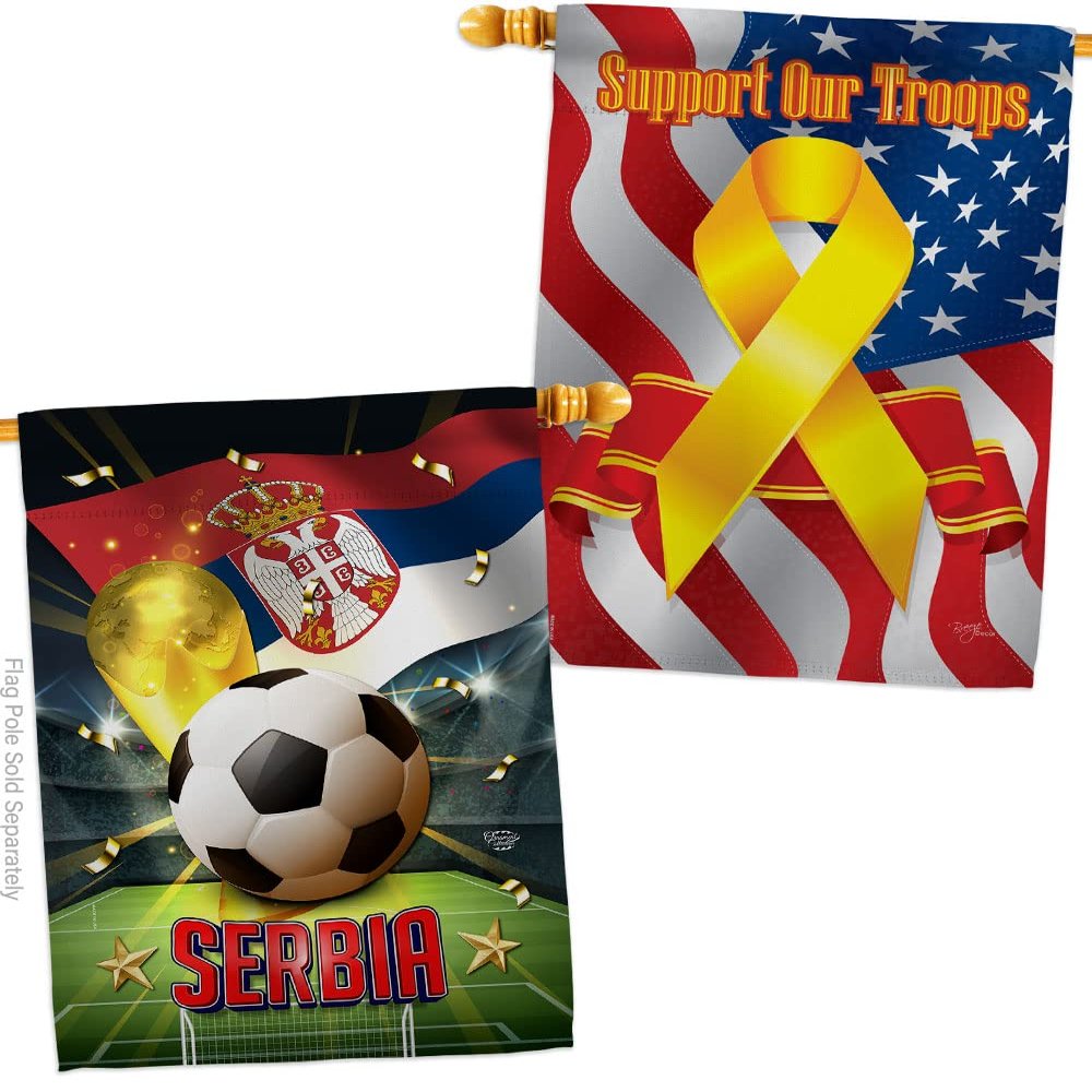 Ornament Collection World Cup Serbia Support Our Troops Banner Pack Wall Art Flag Room Decorations Indoor Outdoor Tapestry Yard Signs FIFA Team Qatar Trophy Soccer Game Football Gifts, Made in USA