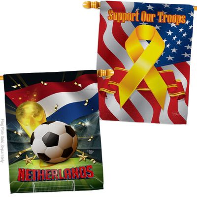World Cup Netherlands Support Our Troops Banner Pack Wall Art Flag Room Decorations Indoor Outdoor Tapestry Yard Signs FIFA Team Qatar Trophy Soccer Game Football Gifts Made In USA