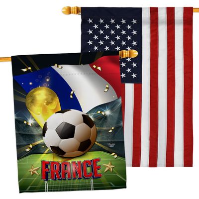 Ornament Collection World Cup France American Flag Banner Pack Wall Art Patio Porch Lawn Garden Outdoor Decorations Tapestry Yard Signs FIFA Team Qatar Trophy Soccer Game Football Gifts, Made in USA