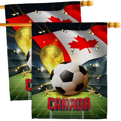 Ornament Collection World Cup Canada Wall 2 Pcs Banner Flag Patio Lawn Garden Room Decorations Outdoor Tapestry Yard Signs Art FIFA Team Qatar Trophy Soccer Game Football Gifts, Made in USA