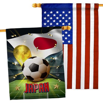 Ornament Collection World Cup Japan American Flag Banner Pack Patio Porch Lawn Garden Room Decorations Outdoor Tapestry Yard Signs Art FIFA Team Qatar Trophy Soccer Game Football Gifts, Made in USA