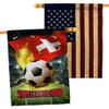 World Cup Switzerland American Flag Banner Pack Patio Lawn Garden Patriotic Outdoor Decorations Indoor Tapestry Wall Art FIFA Team Qatar Trophy Soccer Game signs Football Gifts Made In USA view 1