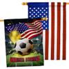 World Cup United States American Flag Banner Pack Patio Porch Lawn Garden Room Decorations Outdoor Tapestry Yard Signs Art FIFA Team Qatar Trophy Soccer Game Football Gifts Made in USA view 1