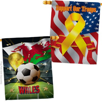 Ornament Collection World Cup Wales Support Our Troops Banner Pack Wall Art Flag Room Decorations Indoor Outdoor Tapestry Yard Signs FIFA Team Qatar Trophy Soccer Game Football Gifts, Made in USA