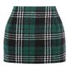 Fall Winter Plaid Mini Skirts for Womens 2022 High Waist Bodycon Wool Pencil Skirts(Green 01, S) view 1