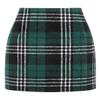 Fall Winter Plaid Mini Skirts for Womens 2022 High Waist Bodycon Wool Pencil Skirts(Green 01, S) view 2