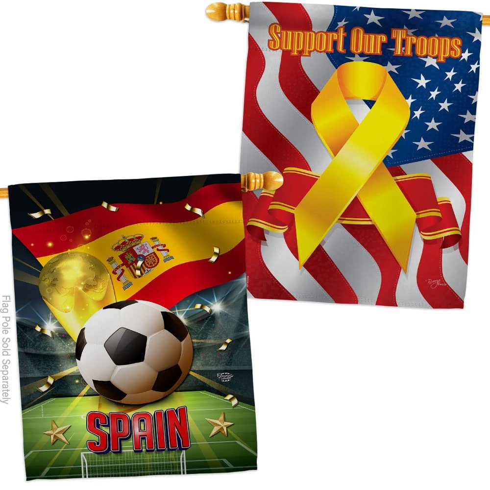 Ornament Collection World Cup Spain Support Our Troops Banner Pack Wall Art Flag Room Decorations Indoor Outdoor Tapestry Yard Signs FIFA Team Qatar Trophy Soccer Game Football Gifts, Made in USA