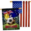 World Cup Australia American Flag Banner Pack Patio Porch Lawn Garden Room Decorations Outdoor Tapestry Yard Signs Art FIFA Team Qatar Trophy Soccer Game Football Gifts Made in USA view 1