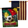 World Cup Cameroon American Flag Banner Pack Patio Lawn Garden Patriotic Outdoor Decorations Indoor Tapestry Wall Art FIFA Team Qatar Trophy Soccer Game signs Football Gifts Made In USA view 1