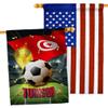 Ornament Collection World Cup Tunisia American Flag Banner Pack Patio Porch Lawn Garden Room Decorations Outdoor Tapestry Yard Signs Art FIFA Team Qatar Trophy Soccer Game Football Gifts, Made in USA view 1