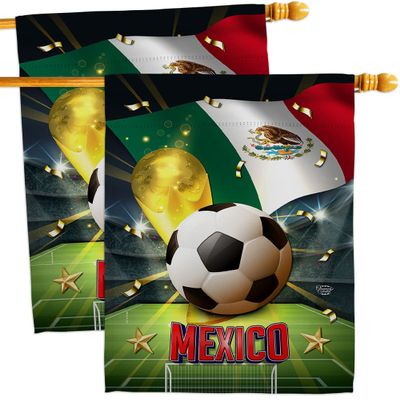 Ornament Collection World Cup Mexico Wall 2 Pcs Banner Flag Patio Lawn Garden Room Decorations Outdoor Tapestry Yard Signs Art FIFA Team Qatar Trophy Soccer Game Football Gifts, Made in USA