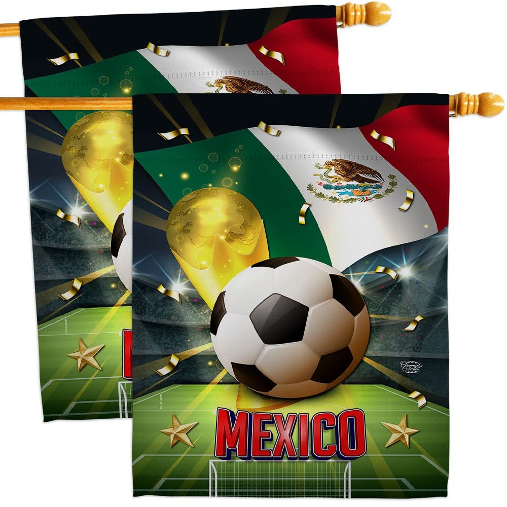 Ornament Collection World Cup Mexico Wall 2 Pcs Banner Flag Patio Lawn Garden Room Decorations Outdoor Tapestry Yard Signs Art FIFA Team Qatar Trophy Soccer Game Football Gifts, Made in USA