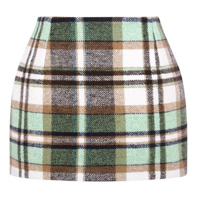 Green Skirt Women High Waisted Fall Winter Pencil Bodycon Short Flannel Tweed Wool Plaid Mini Skirts Dresses Business Work Casual Outfits Clothes, Green New, M