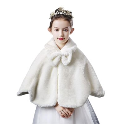 Girls Faux Fur Wrap Shawl Flower Kids Princess Cape Wedding Bridesmaid Bolero Shrug Christmas Party Costume Dress Up