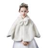 Girls Faux Fur Wrap Shawl Flower Kids Princess Cape Wedding Bridesmaid Bolero Shrug Christmas Party Costume Dress Up view 1