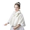Girls Faux Fur Wrap Shawl Flower Kids Princess Cape Wedding Bridesmaid Bolero Shrug Christmas Party Costume Dress Up view 2