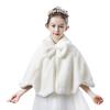 Girls Faux Fur Wrap Shawl Flower Kids Princess Cape Wedding Bridesmaid Bolero Shrug Christmas Party Costume Dress Up view 3