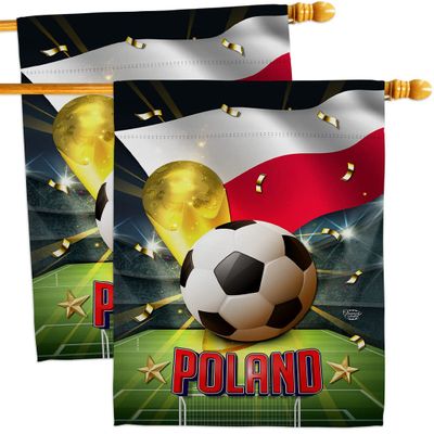 Ornament Collection World Cup Poland Wall 2 Pcs Banner Flag Patio Lawn Garden Room Decorations Outdoor Tapestry Yard Signs Art FIFA Team Qatar Trophy Soccer Game Football Gifts, Made in USA