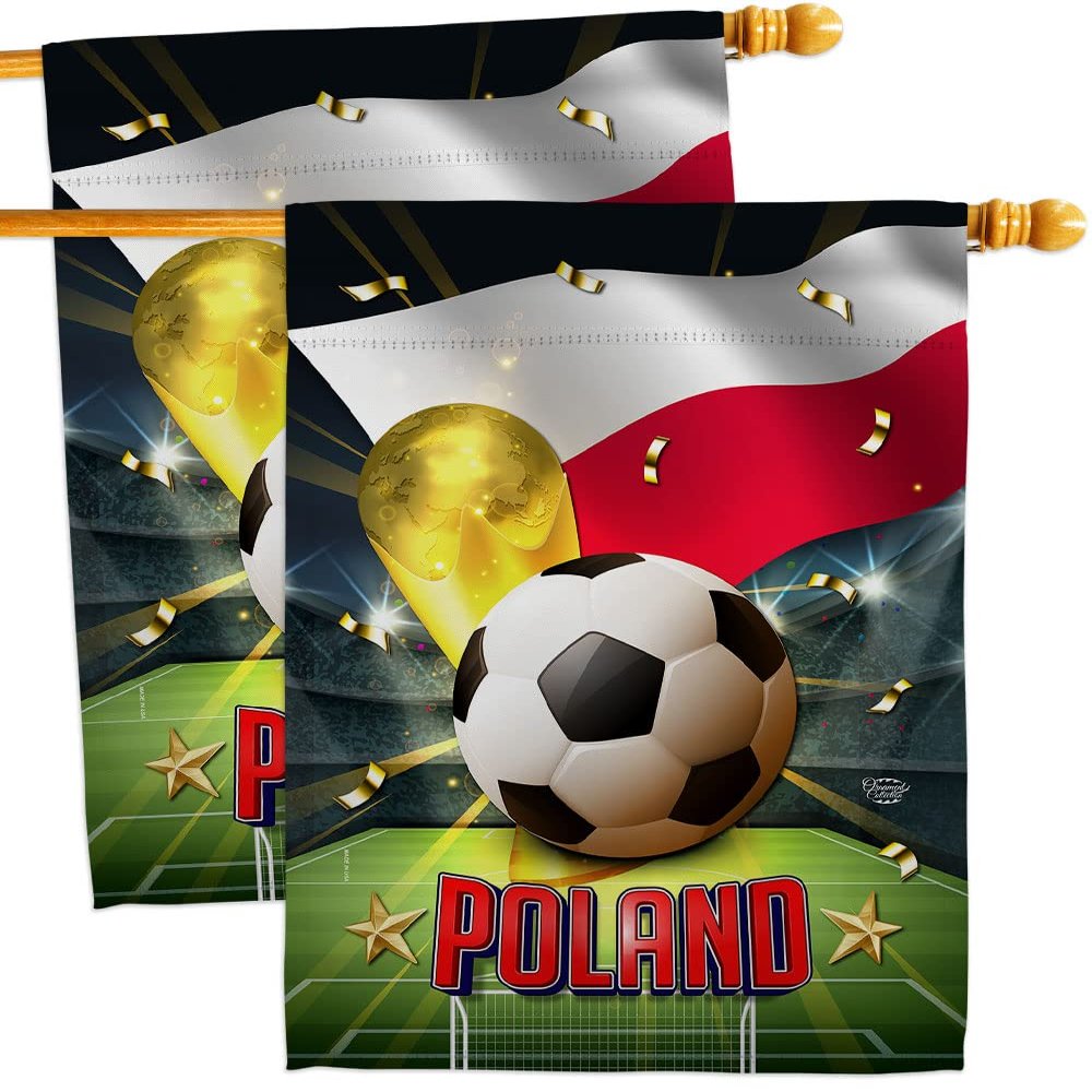 Ornament Collection World Cup Poland Wall 2 Pcs Banner Flag Patio Lawn Garden Room Decorations Outdoor Tapestry Yard Signs Art FIFA Team Qatar Trophy Soccer Game Football Gifts, Made in USA