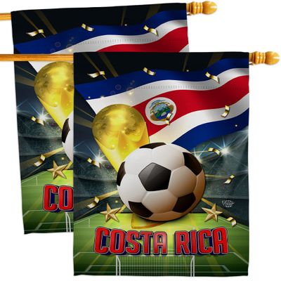 Ornament Collection World Cup Costa Rica Wall 2 Pcs Banner Flag Patio Lawn Garden Room Decorations Outdoor Tapestry Yard Signs Art FIFA Team Qatar Trophy Soccer Game Football Gifts, Made in USA
