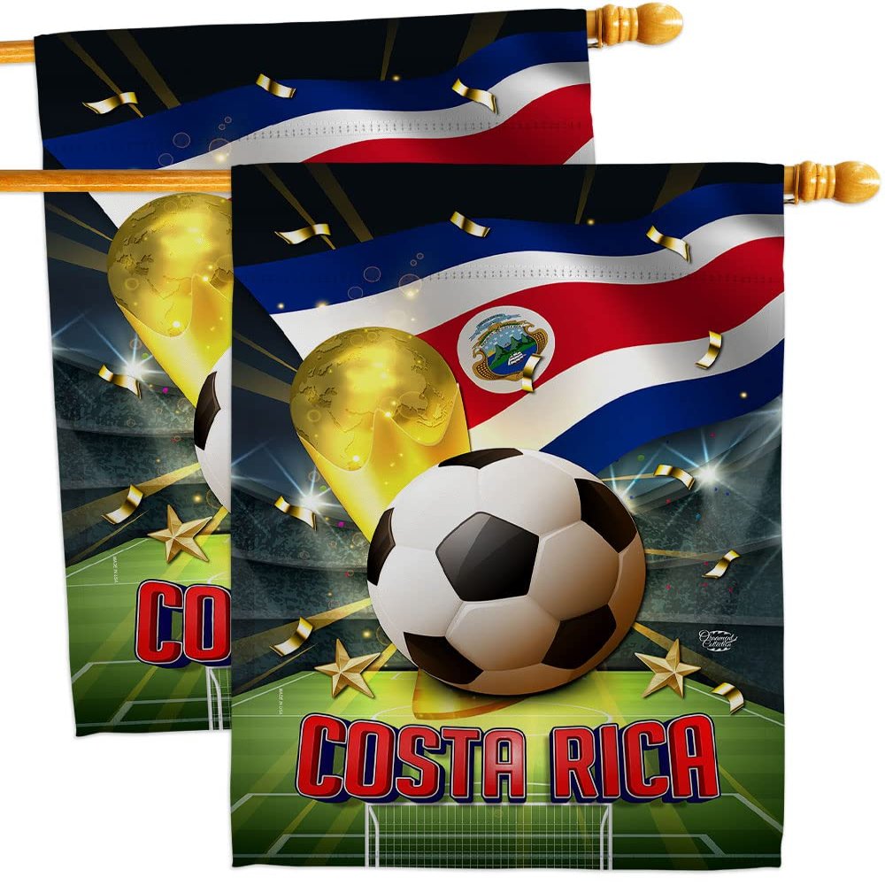 Ornament Collection World Cup Costa Rica Wall 2 Pcs Banner Flag Patio Lawn Garden Room Decorations Outdoor Tapestry Yard Signs Art FIFA Team Qatar Trophy Soccer Game Football Gifts, Made in USA