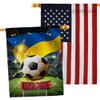 Ornament Collection World Cup Ukraine American Flag Banner Pack Wall Art Patio Porch Lawn Garden Outdoor Decorations Tapestry Yard Signs FIFA Team Qatar Trophy Soccer Game Football Gifts, Made in USA view 1