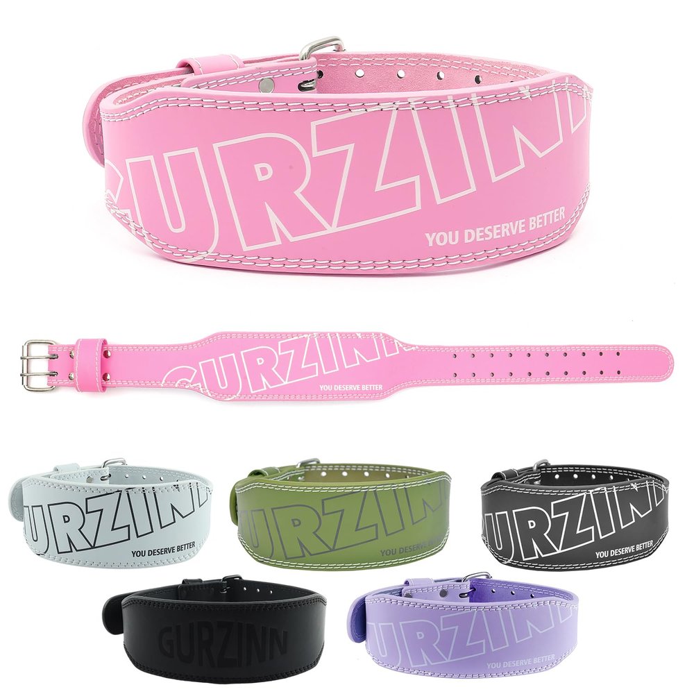 9 mm Leather Weight Lifting Belt for Women 4 inch Padded Gym Lumbar Back Support for Workout Squat Deadlift Training Weight Training Belt(A-Pink/S)