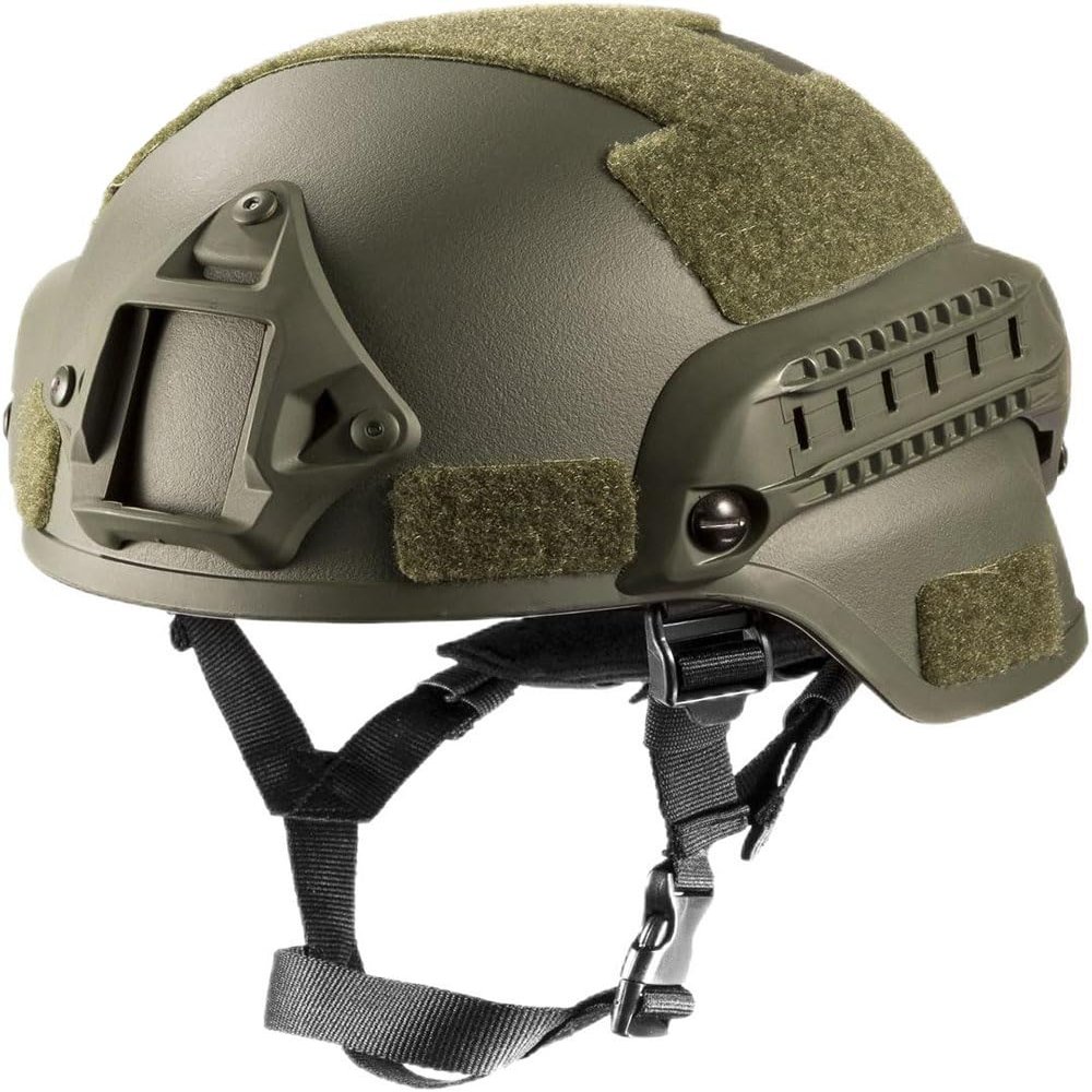CMAIR4U Airsoft Helmet Mich 2000 Tactical Helmet with Ear Protection, Front NVG Mount and Side Rail (OD)