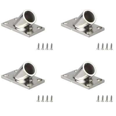 4 Pcs Boat Hand Rail Fitting, 45 Degree Rectangular Base, Marine 316 Stainless Steel usd by Boats/Awning (7/8 inch)