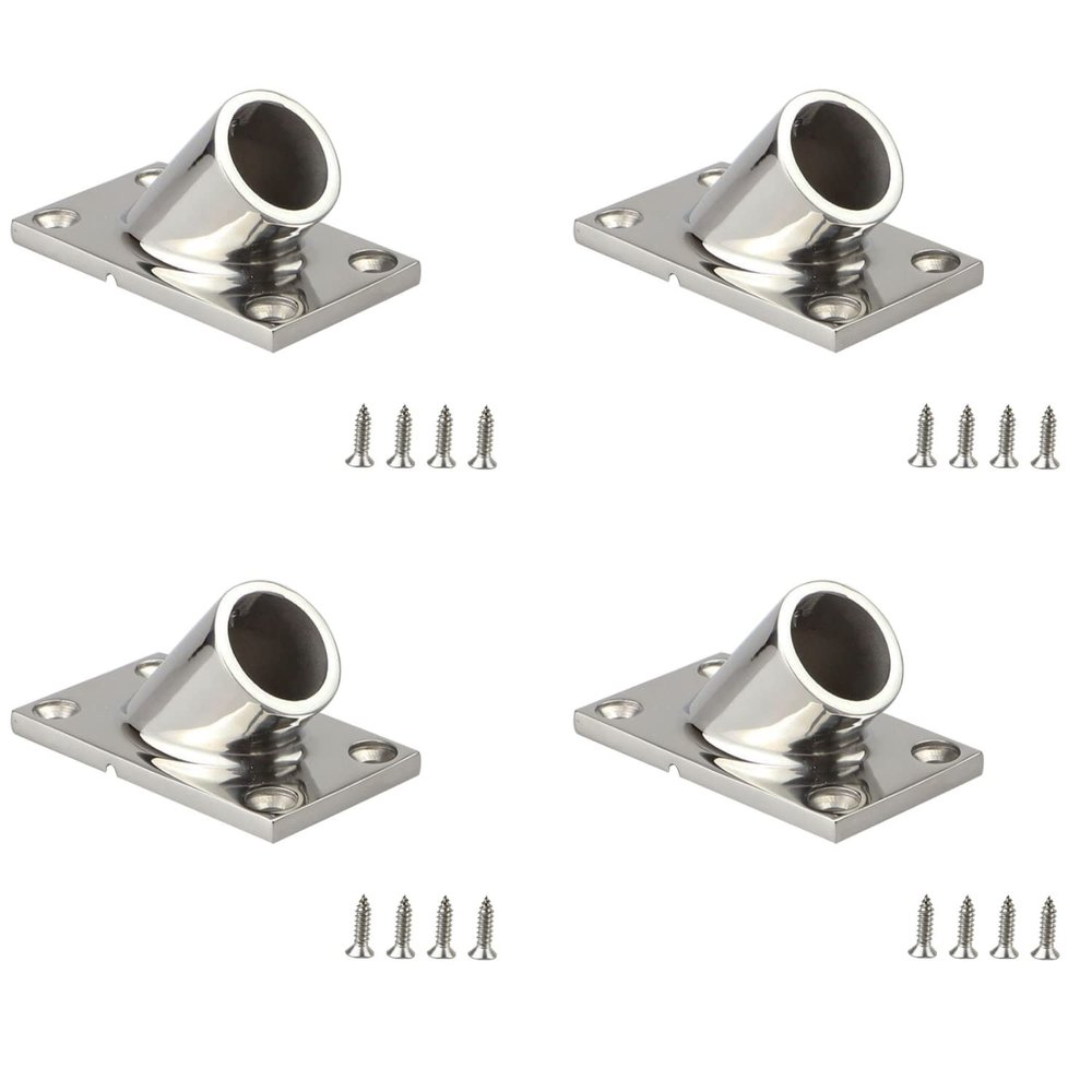 4 Pcs Boat Hand Rail Fitting, 45 Degree Rectangular Base, Marine 316 Stainless Steel usd by Boats/Awning (7/8 inch)
