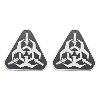 2 PCS AliPlus Biohazard Patches Triangle Patch PVC Rubber Morale Patch Hook Backed(Whtie)
