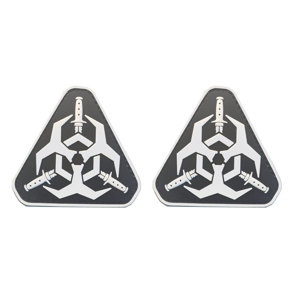 2 PCS AliPlus Biohazard Patches Triangle Patch PVC Rubber Morale Patch Hook Backed(Whtie)