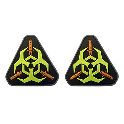 2 PCS AliPlus Biohazard Patches Triangle Patch PVC Rubber Morale Patch Hook Backed(Green)