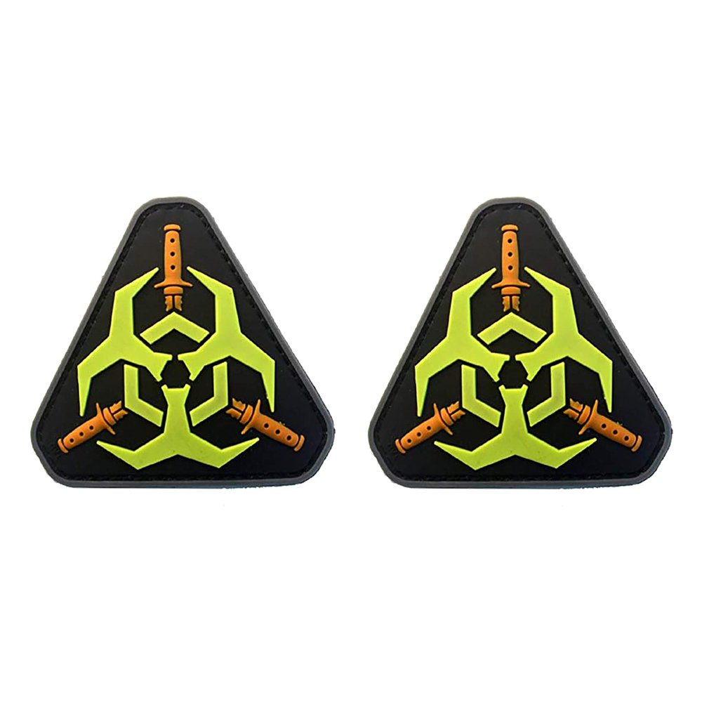 2 PCS AliPlus Biohazard Patches Triangle Patch PVC Rubber Morale Patch Hook Backed(Green)